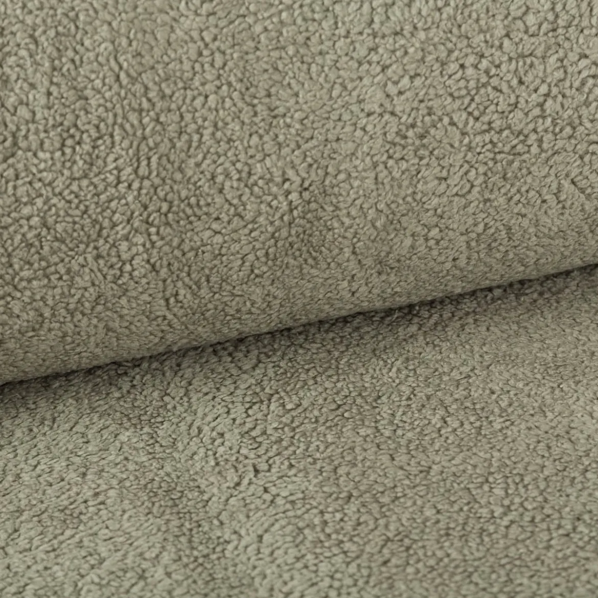 Teddy Fleece Baumwoll Krimmer Plüschstoff einfarbig alt grün 1,6m Breite