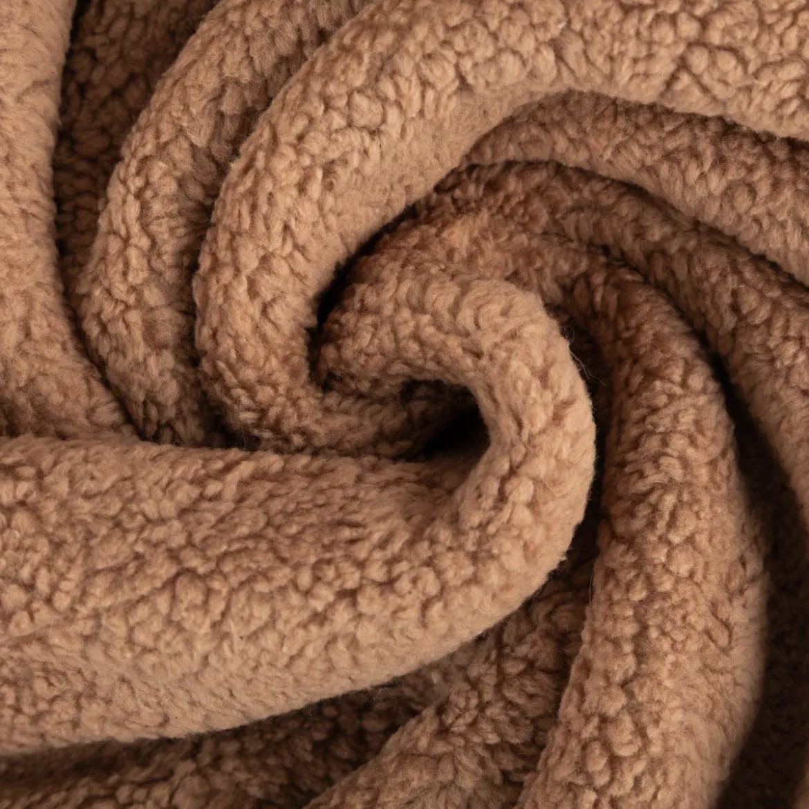 Teddy Fleece Baumwoll Krimmer Plüschstoff einfarbig braun 1,6m Breite