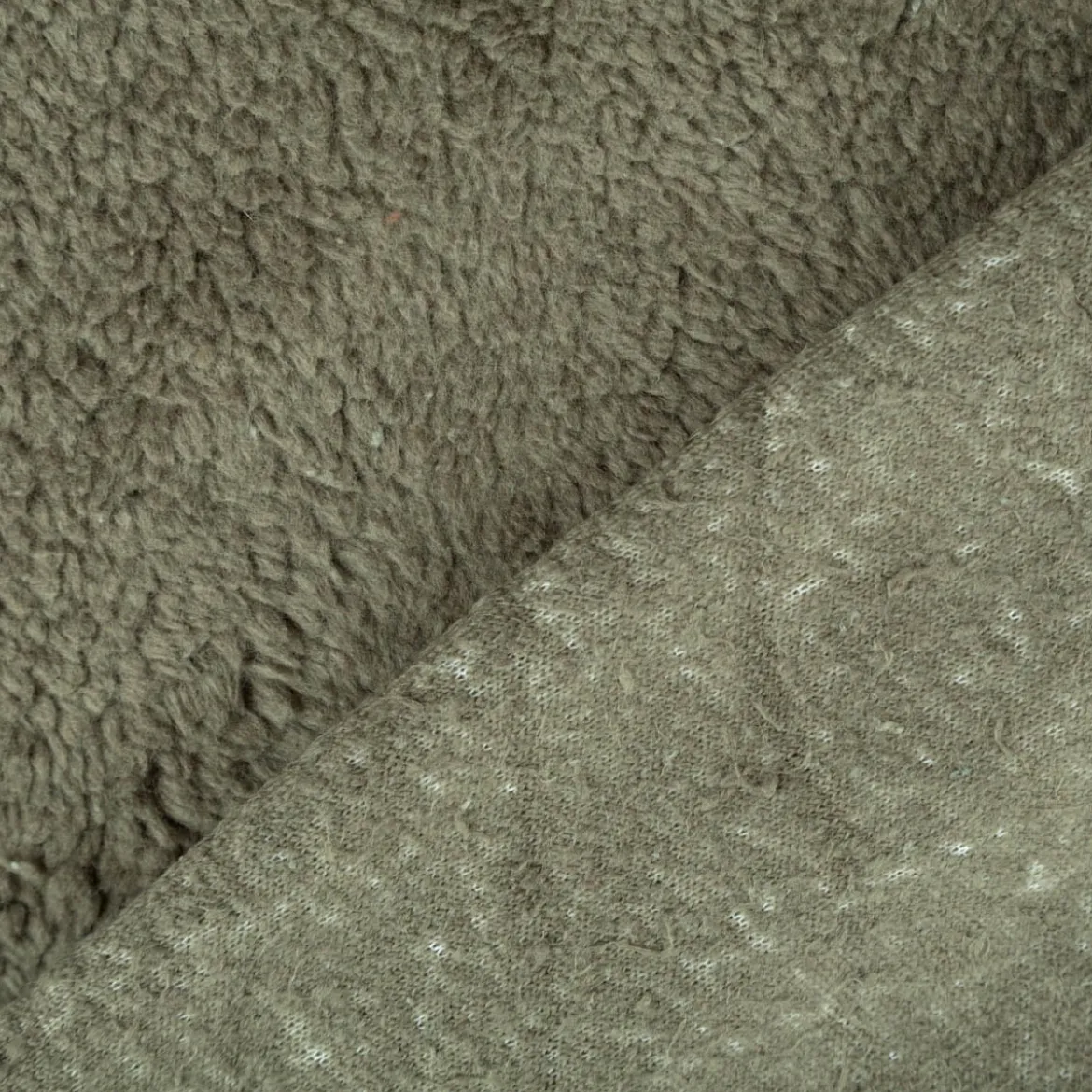 Teddy Fleece Baumwoll Krimmer Plüschstoff einfarbig dunkelgrün 1,6m Breite
