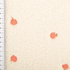 Teddystoff Boucle Pfirsich Stickerei ecru orange 140cm Breite