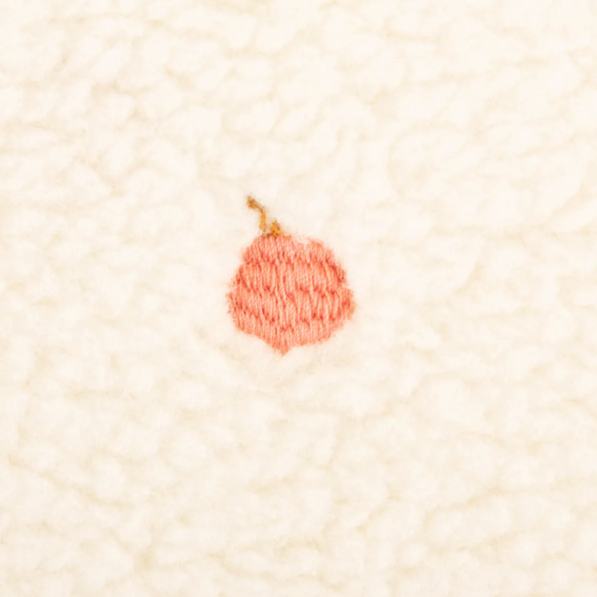 Teddystoff Boucle Pfirsich Stickerei ecru orange 140cm Breite