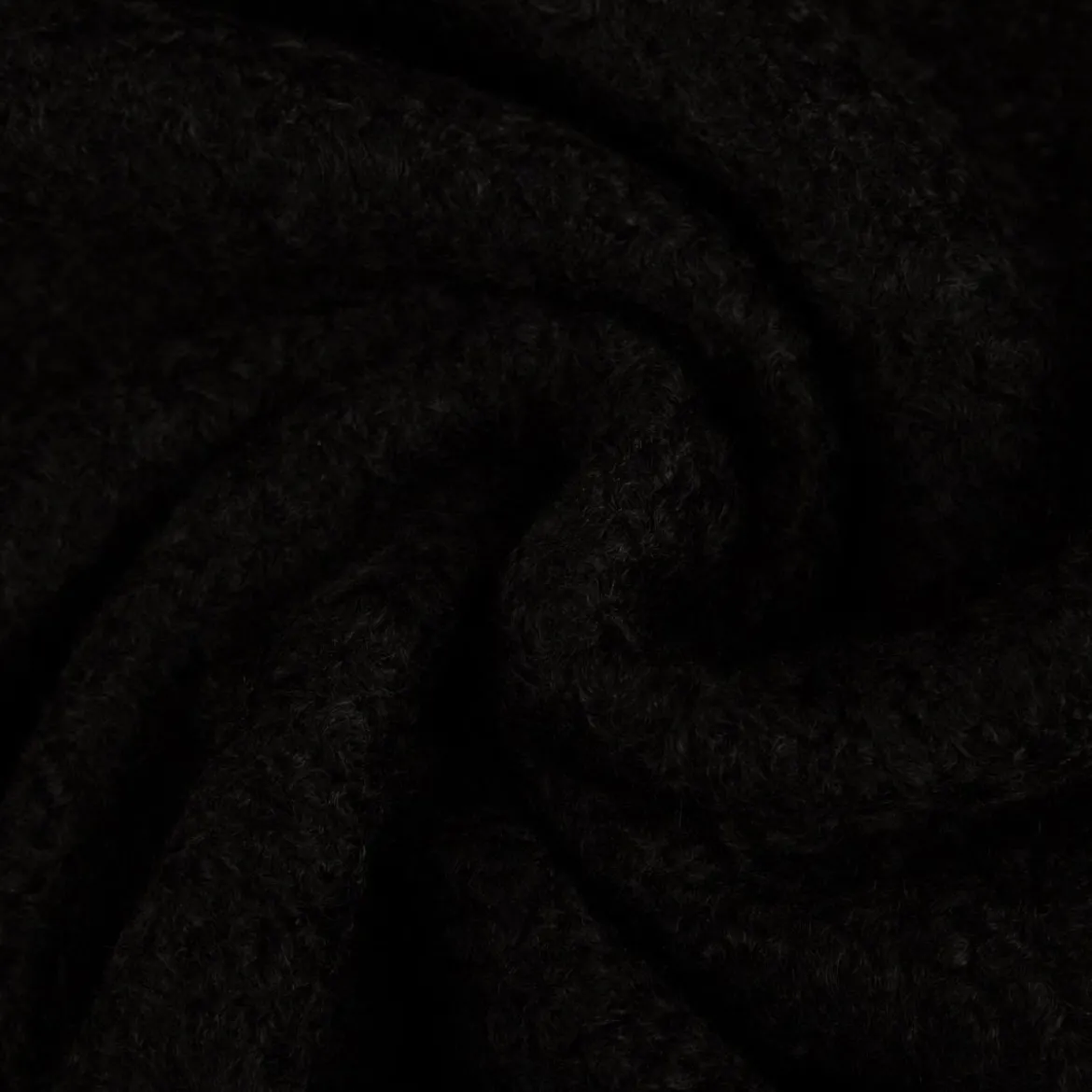Teddystoff Bouclé uni schwarz 150 cm Breite