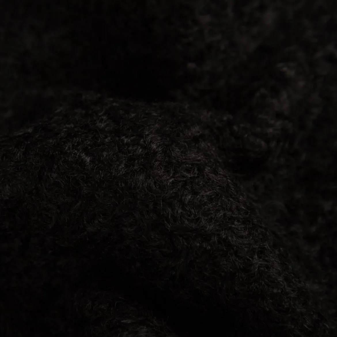 Teddystoff Bouclé uni schwarz 150 cm Breite