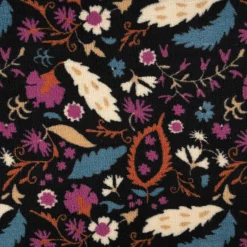 Teddy Stoff Plüsch ALIO Blumen Ornamente schwarz lila blau 1,50m Breite