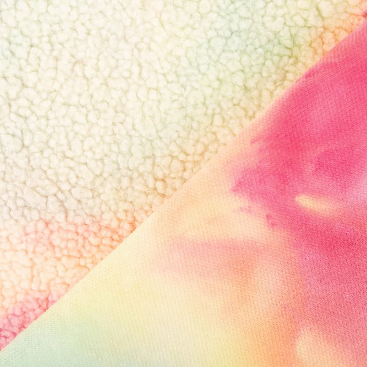 Teddystoff Teddyplüsch Rainbow Batik leuchtend pink blau bunt 1,5m Breite
