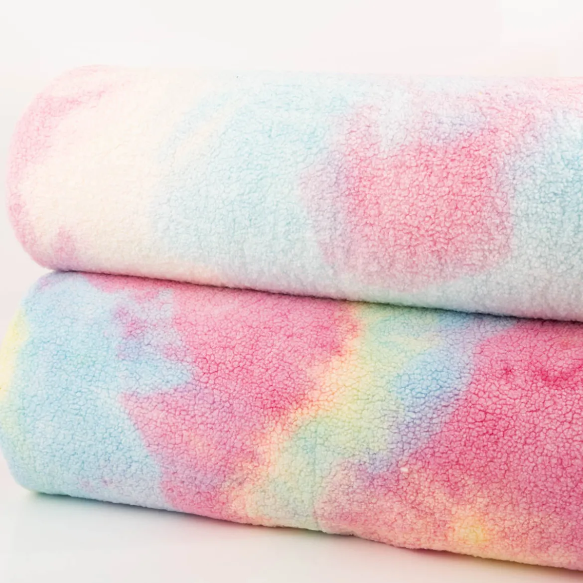 Teddystoff Teddyplüsch Rainbow Batik leuchtend pink blau bunt 1,5m Breite