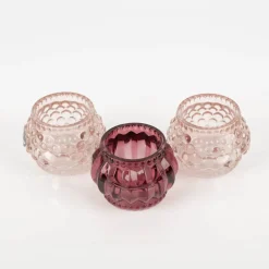 Teelichthalter aus Glas in verschiedenen Rosatönen 7 x 5 cm von Boltze