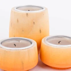 Teelichthalter 3er Set aus Holz Farbverlauf orange-natur oder pink-natur 5,5x7cm