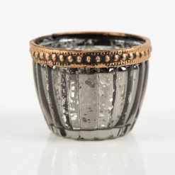 Teelicht mit Metallrand gerillt in vier Farben 4,5x6cm von Werner Voß