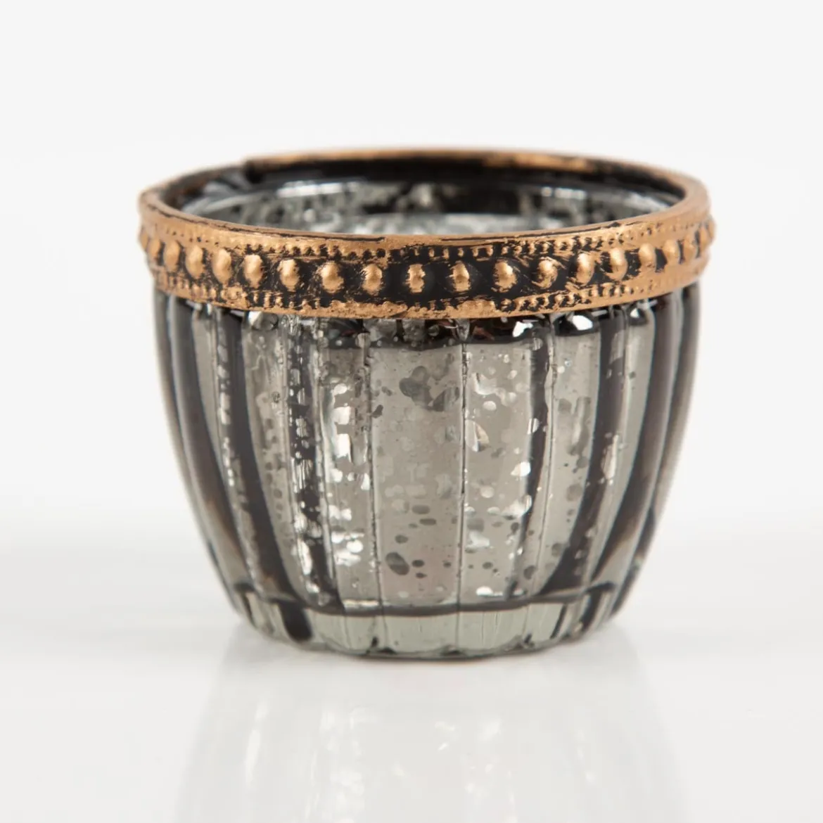 Teelicht mit Metallrand gerillt in vier Farben 4,5x6cm von Werner Voß