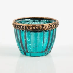 Teelicht mit Metallrand gerillt in vier Farben 4,5x6cm von Werner Voß