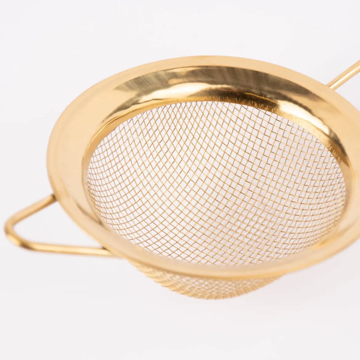 Teesieb mit Griff Edelstahl goldfarbig 8x21cm