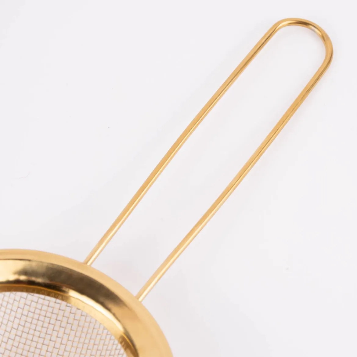 Teesieb mit Griff Edelstahl goldfarbig 8x21cm