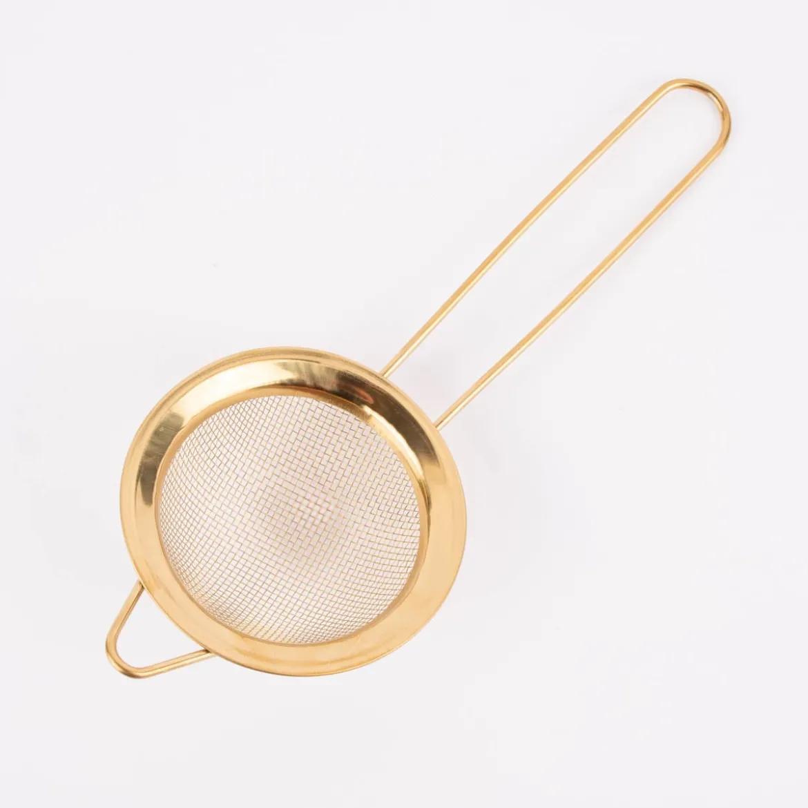 Teesieb mit Griff Edelstahl goldfarbig 8x21cm