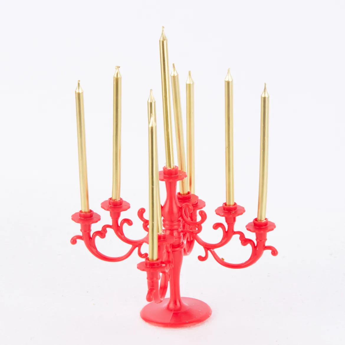 Temerity Jones Deko Tortenstecker Armleuchter rot mit goldfarbigen Kerzen