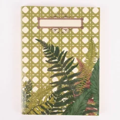 Temerity Jones Notizbuch Farnblätter Wiener Geflecht DIN A6 grün goldfarbig 10,5x14,8cm