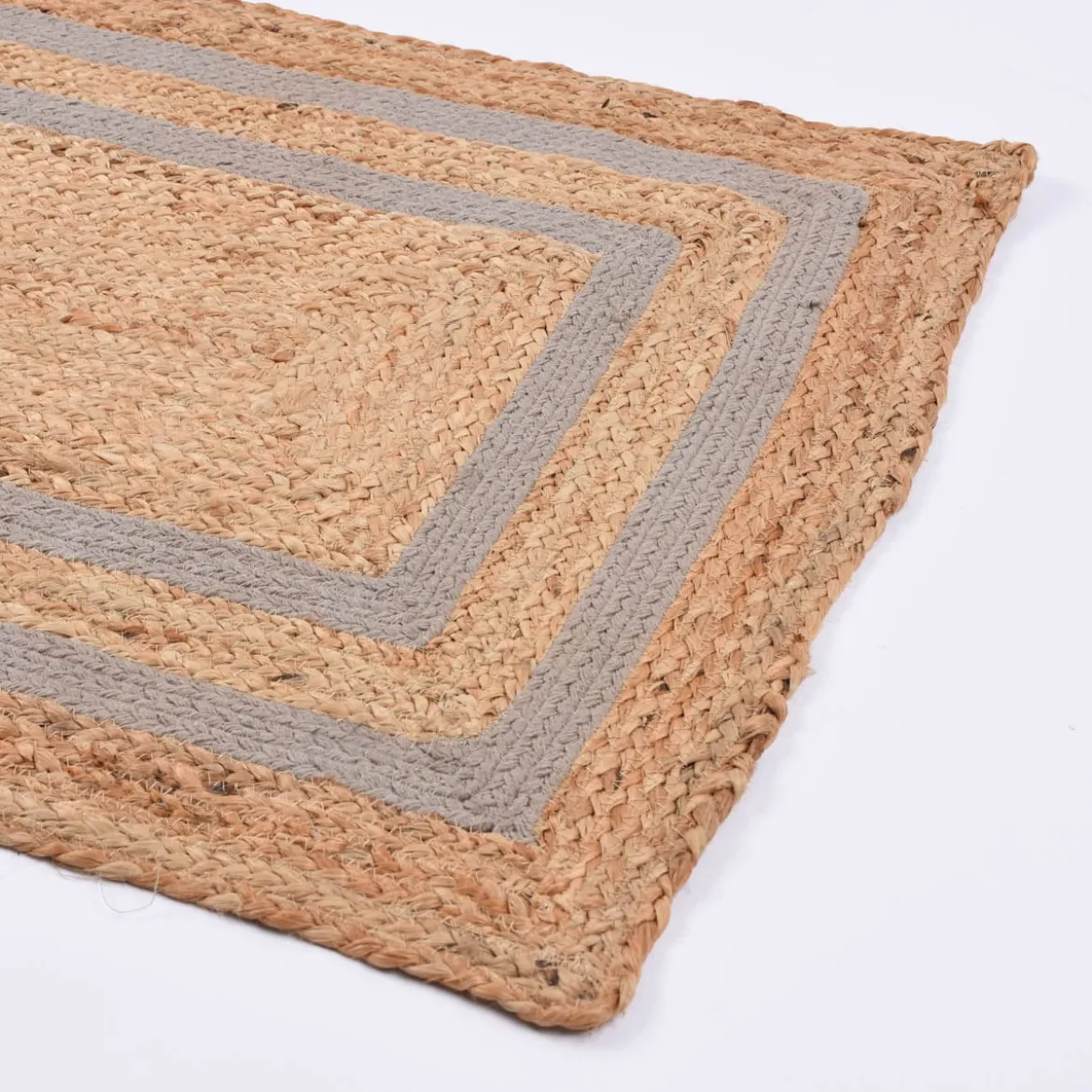 Teppich geflochten Jute Baumwolle Rechtecke natur hellgrau 90x60cm
