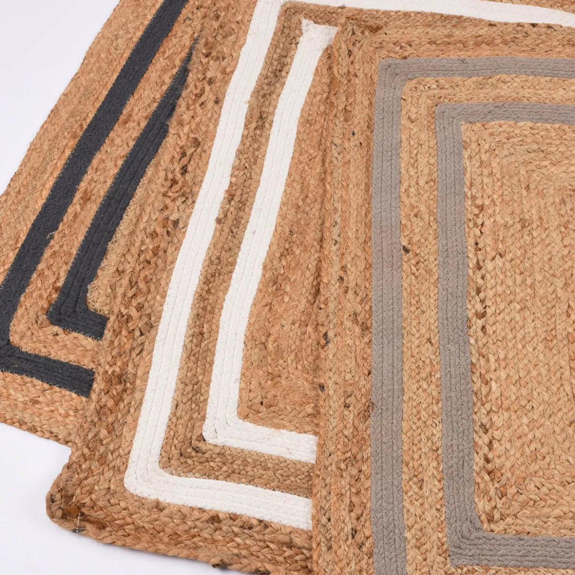Teppich geflochten Jute Baumwolle Rechtecke natur hellgrau 90x60cm
