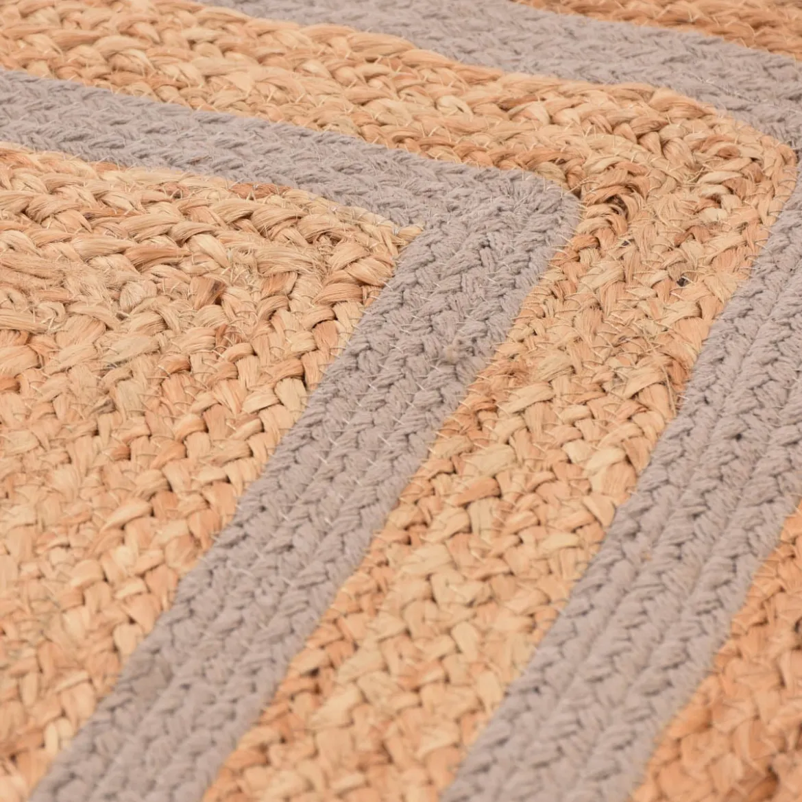 Teppich geflochten Jute Baumwolle Rechtecke natur hellgrau 90x60cm