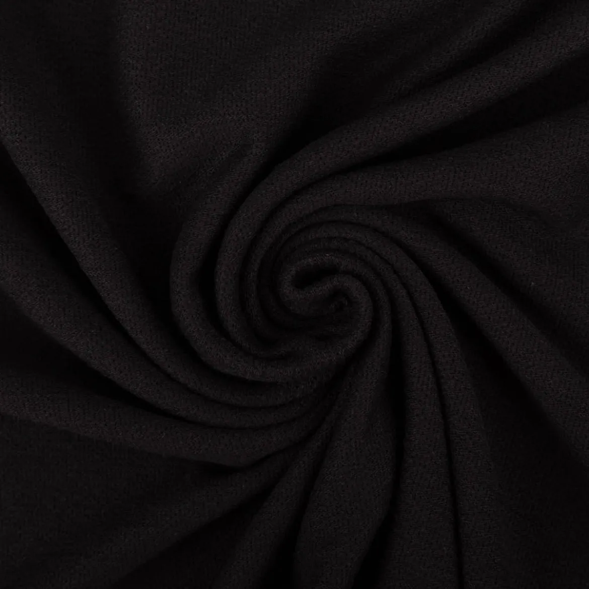 Terry Krepp Jersey Stoff Baumwolle uni schwarz 145cm elastisch & hautfreundlich