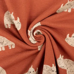 Terry Krepp Jersey Stoff Baumwolle Nashorn terracotta 145cm elastisch & hautfreundlich