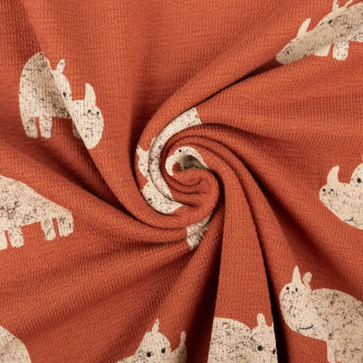 Terry Krepp Jersey Stoff Baumwolle Nashorn terracotta 145cm elastisch & hautfreundlich