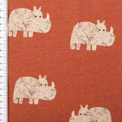 Terry Krepp Jersey Stoff Baumwolle Nashorn terracotta 145cm elastisch & hautfreundlich