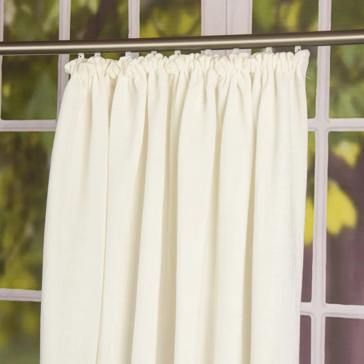 Thermo Chenille Fertigvorhang Kälteschutz Schallschutz Verdunkelung wollweiß 145x245cm
