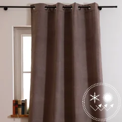 Thermovorhang Morey mit Ösen uni taupe 140x260cm