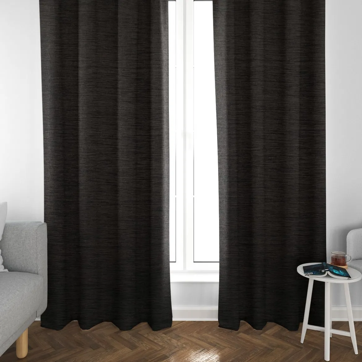Thermovorhang Thermochenille Akustik Kälteschutz anthrazit meliert 245cm oder Wunschlänge von SCHÖNER LEBEN.