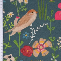 Tischdecke abwaschbar Floral Happy Garden Blumen Vögel blau bunt div. Größen von SCHÖNER LEBEN.