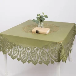 Tischdecke abwaschbar Häkelspitze Amira rund grün Ø 152cm