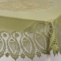 Tischdecke abwaschbar Häkelspitze Amira rund grün Ø 152cm