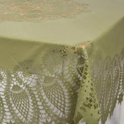 Tischdecke abwaschbar Häkelspitze Amira rund grün Ø 152cm
