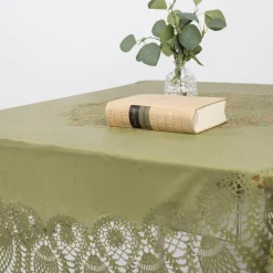 Tischdecke abwaschbar Häkelspitze Amira rund grün Ø 152cm