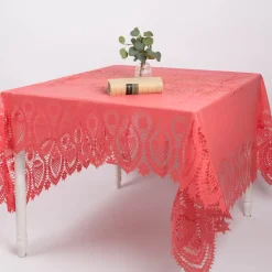 Tischdecke abwaschbar Häkelspitze Amira sugar pink 137x180cm