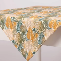 Tischdecke abwaschbar Outdoor Blätter grün weiß gelb in versch. Größen von SCHÖNER LEBEN.