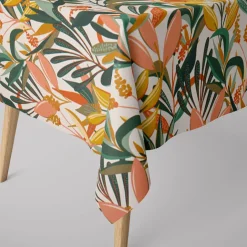 Tischdecke abwaschbar Pengari Exotik Blätter weiß bunt div. Größen von SCHÖNER LEBEN.
