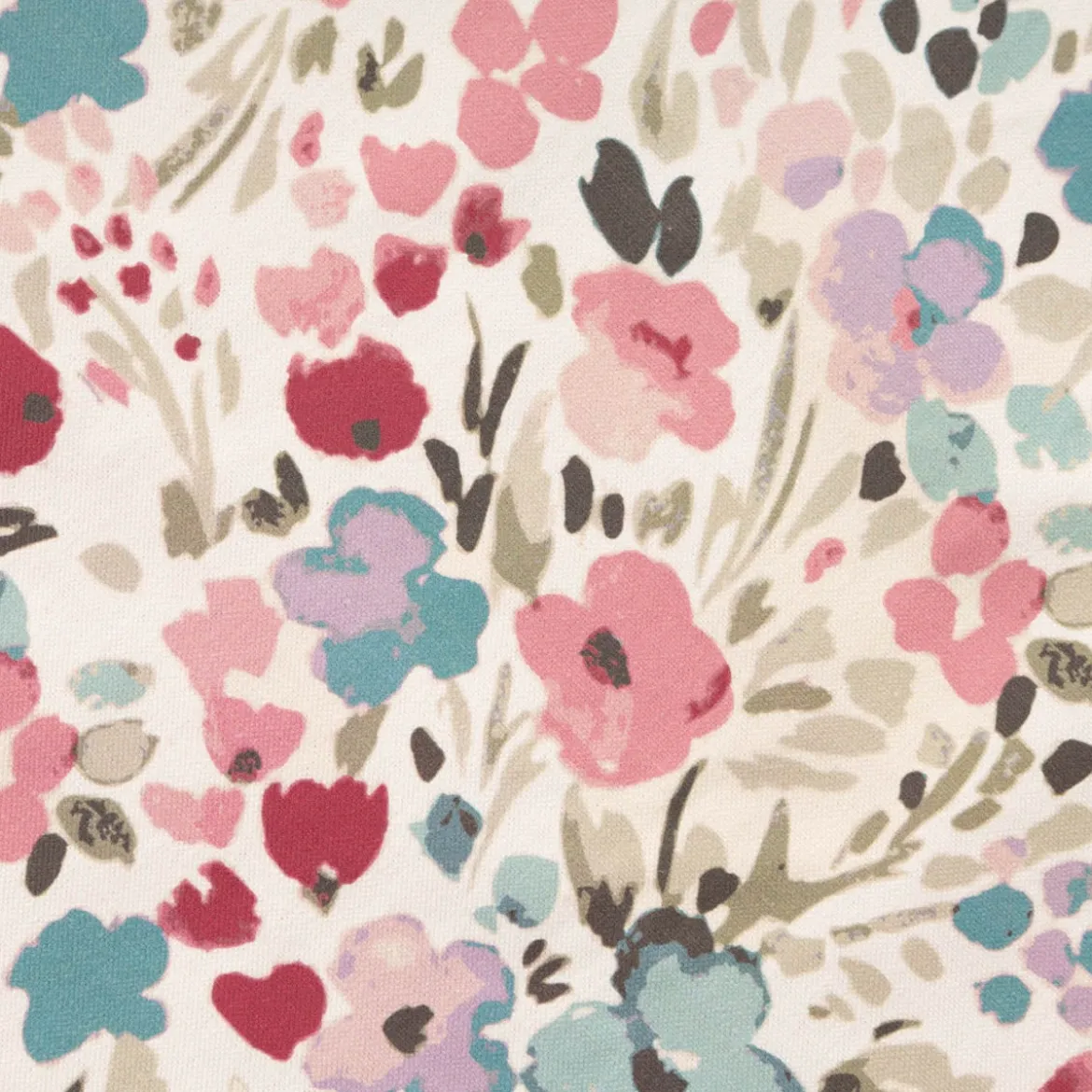 Tischdecke aus Baumwolle mit Aquarell Blüten weiß rosa blauvon SCHÖNER LEBEN. – handgenäht & auf Maß