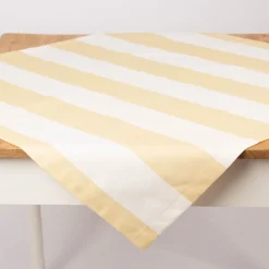 Tischdecke aus Baumwolle mit Streifen Vanille Ecru von SCHÖNER LEBEN. – handgenäht & auf Maß