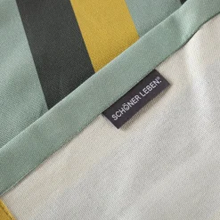 Tischdecke aus Baumwolle mit Streifen in Grün, Grau und Hellblau in versch. Größen von SCHÖNER LEBEN.