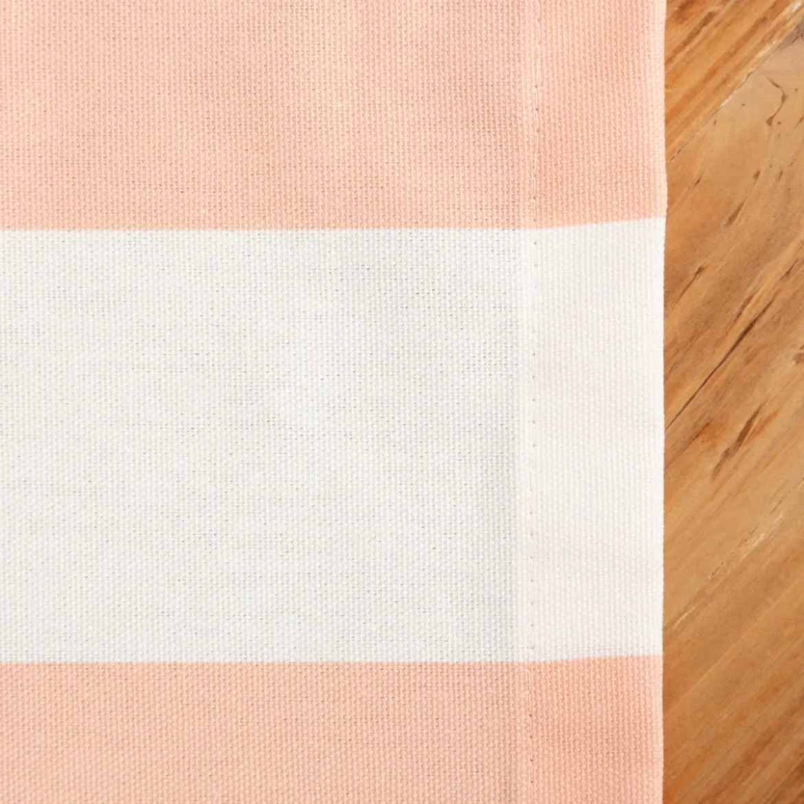 Tischdecke aus Baumwolle mit Streifen Peach Ecru von SCHÖNER LEBEN. – handgenäht & auf Maß