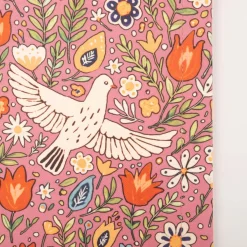 Tischdecke aus Baumwolle mit Blumen und Tauben rosa bunt von SCHÖNER LEBEN. – handgenäht & auf Maß