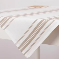 Tischdecke Chaumont aus Baumwolle Streifen wollweiß-natur 140x200cm