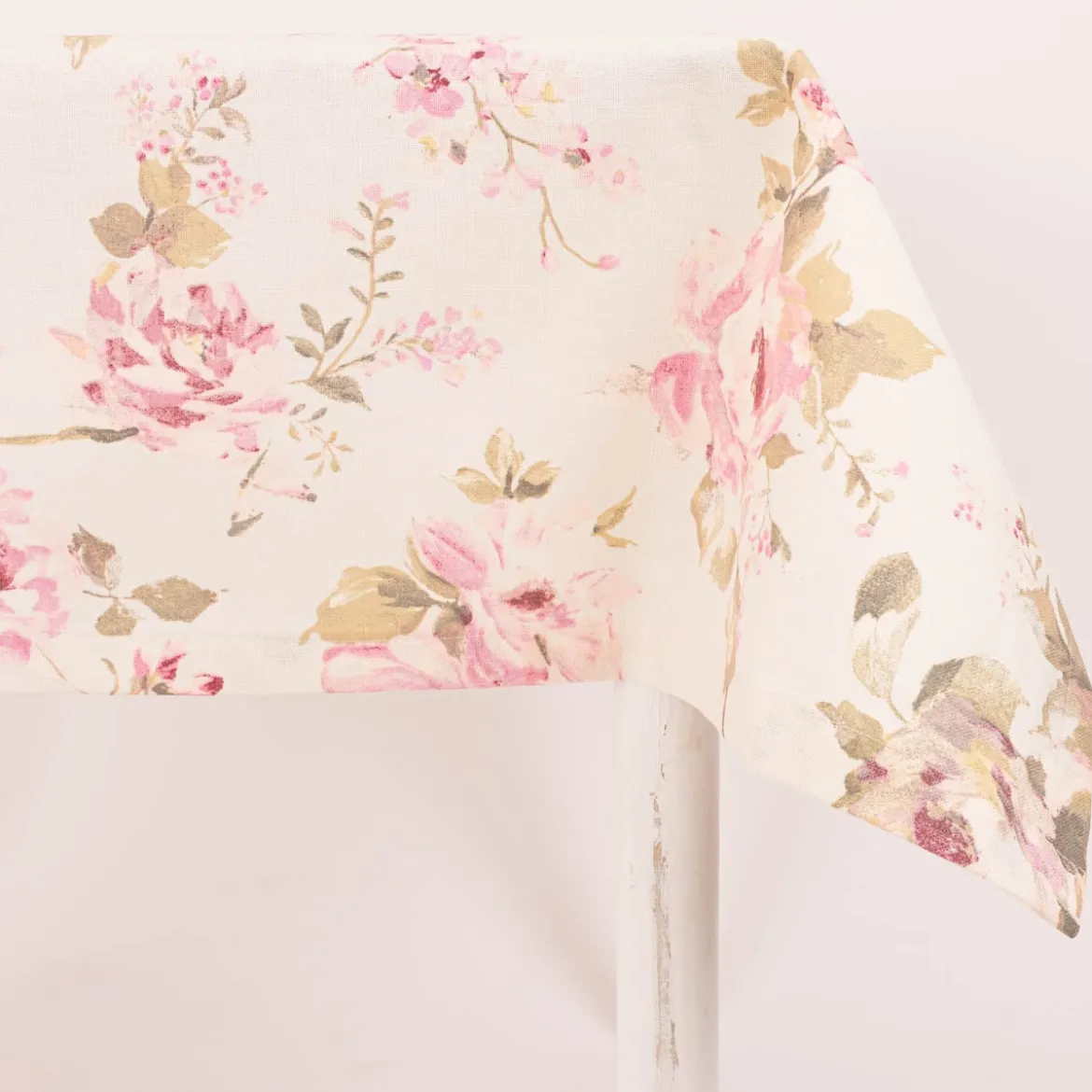 Tischdecke Classic Painted Rose Rosen ecru rosa in versch. Größen von SCHÖNER LEBEN.
