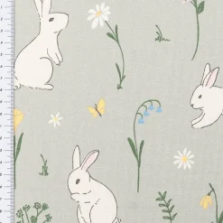 Tischdecke Cute Rabbit Garden Hasen Blumen mintgrün bunt in versch. Größen von SCHÖNER LEBEN.