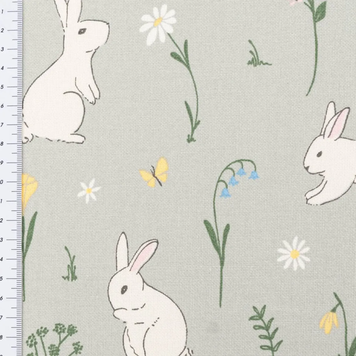 Tischdecke Cute Rabbit Garden Hasen Blumen mintgrün bunt in versch. Größen von SCHÖNER LEBEN.