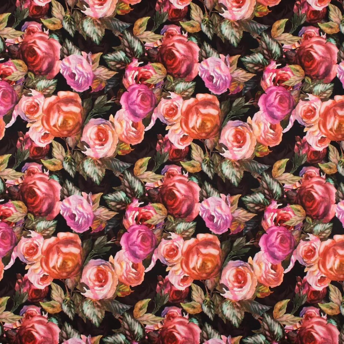 Tischdecke Digitaldruck Rosetta Rosen schwarz verschiedene Größen von SCHÖNER LEBEN.