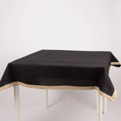 Tischdecke Duo aus Baumwolle wendbar mit abgesetztem Saum schwarz-natur 140x240cm