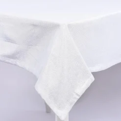 Tischdecke Glamour weiß silberfarbig Lurex 150x250cm